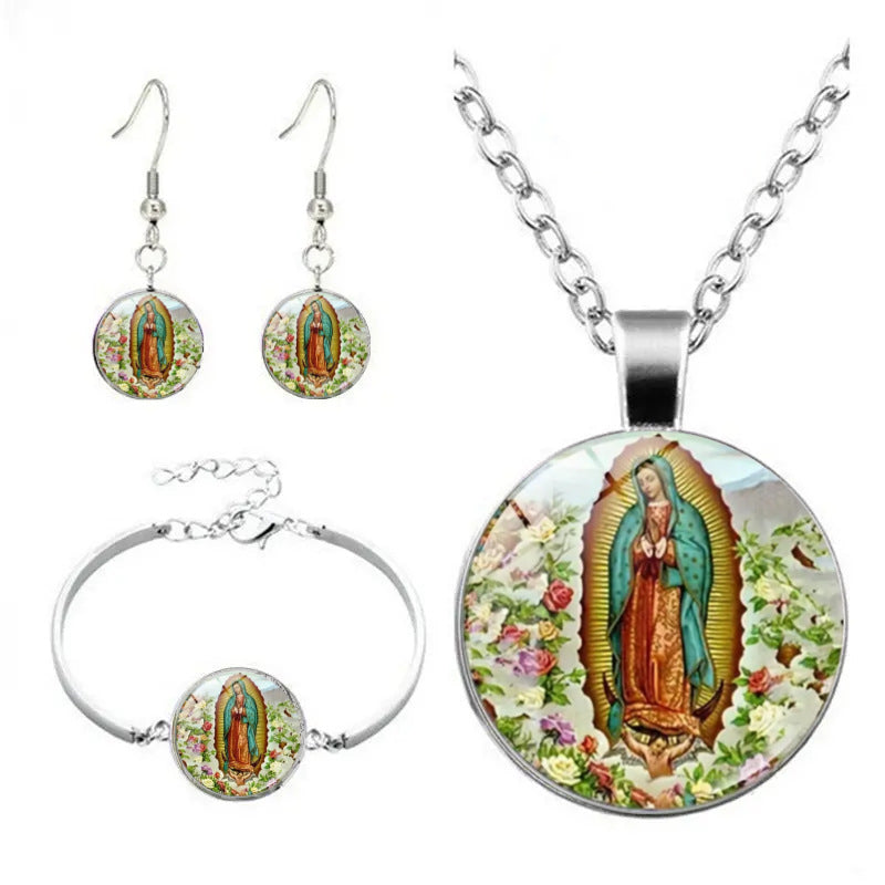 Wholesale Creative jewelry set time gem necklace earrings bracelet